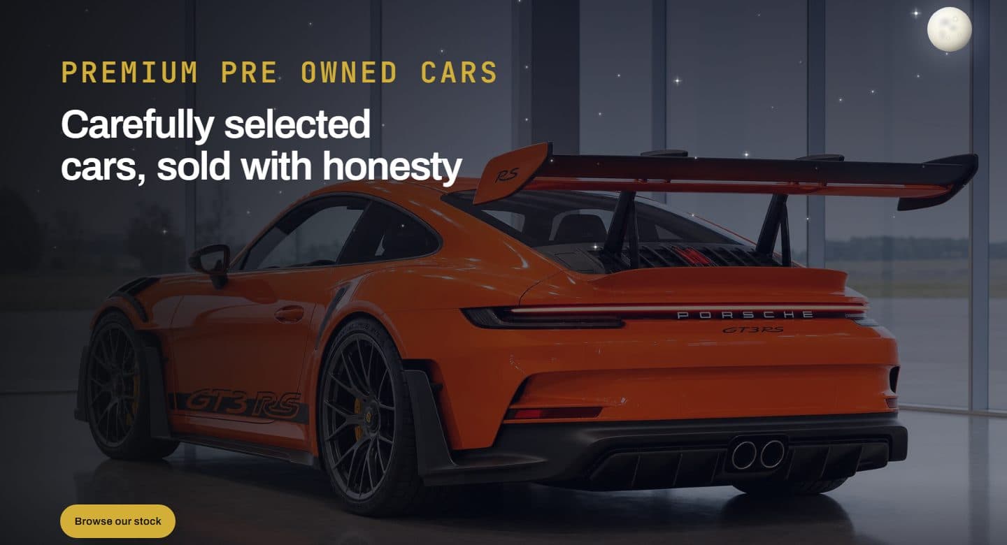 The demo home page at night